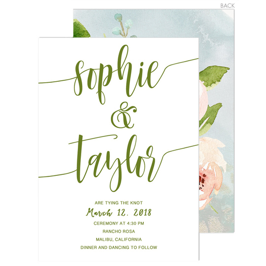 Green Large Swoosh Names Invitations